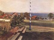 Leibl, Wilhelm Landscape with Flagpole (mk09) Spain oil painting artist